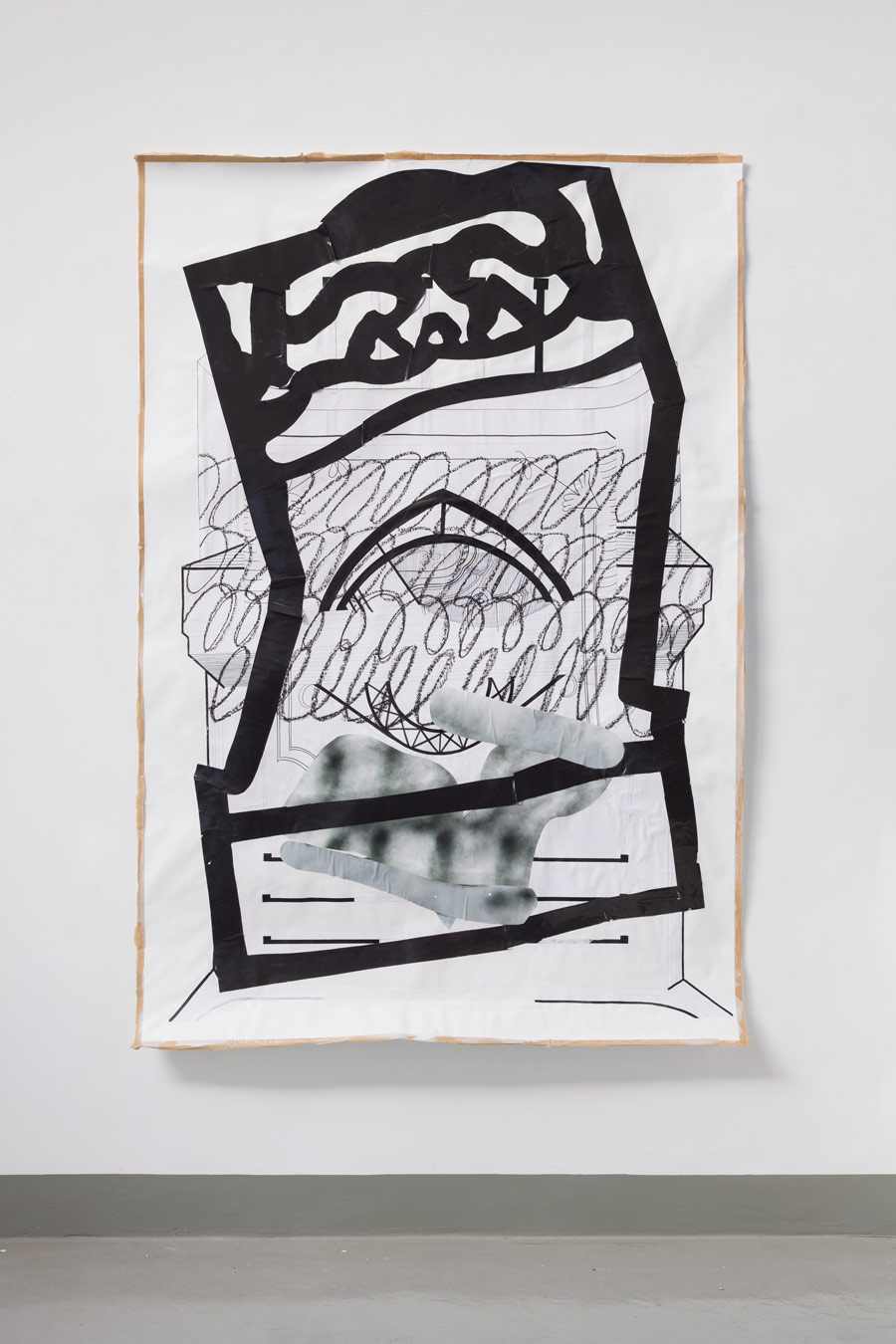 works, collage, paper, drawing, ink, graphic, architecture, overlapping, frames, ahu dural, Ahu Dural Berlin, Collage, Großformat 