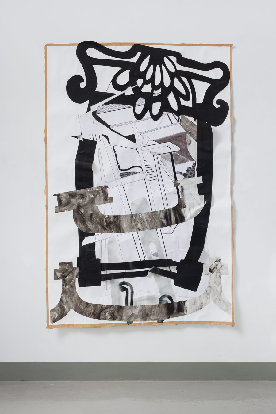 Ahu Dural Berlin, collage, paper, drawing, ink, graphic, architecture, overlapping, frames, window, entry, interior, outside, facade, Ahu Dural, overlapping, Papiercollage, drawing