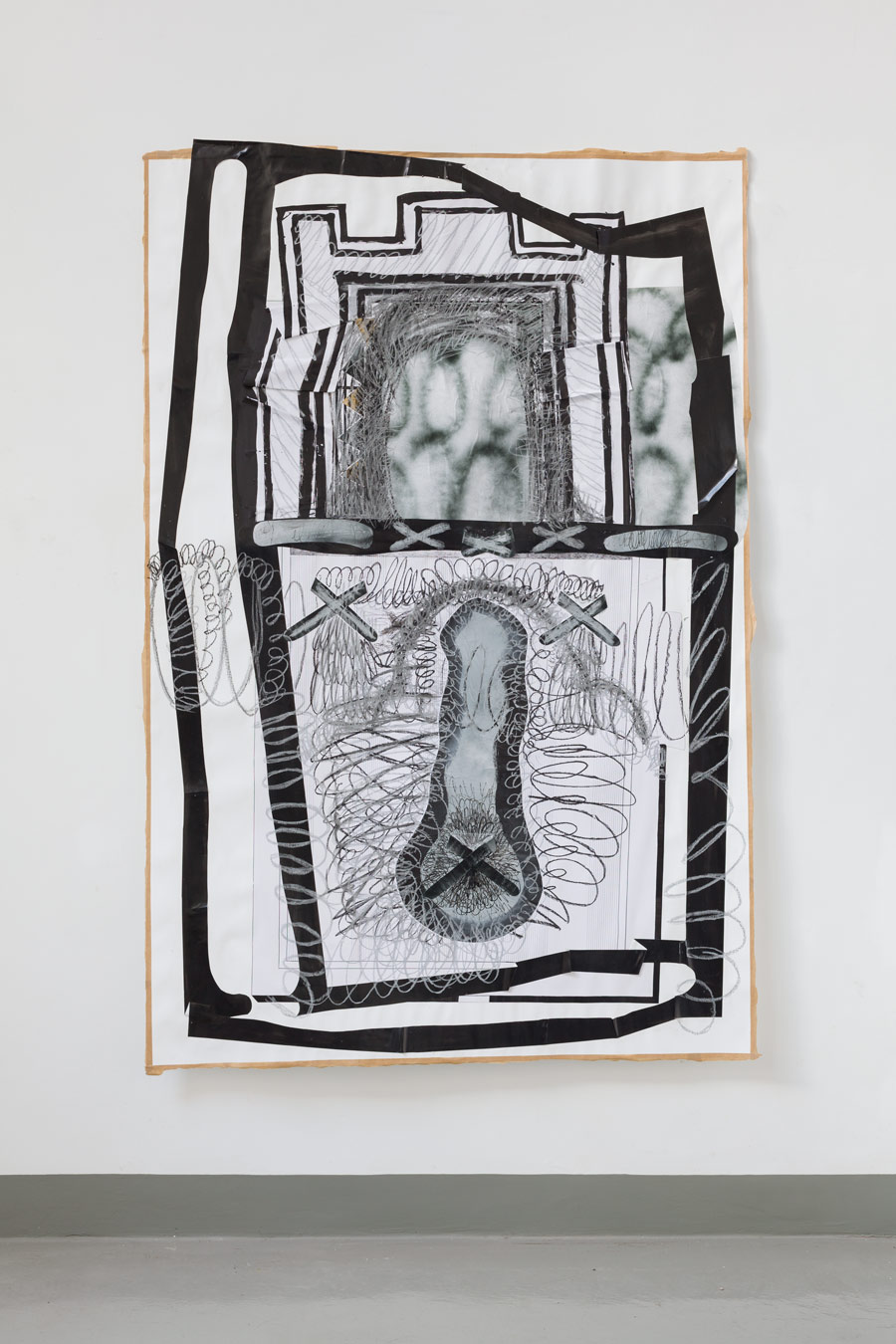 Ahu Dural Berlin, collage, paper, drawing, ink, graphic, architecture, overlapping, frames, window, entry, interior, outside, facade, Ahu Dural, overlapping, Papiercollage, drawing