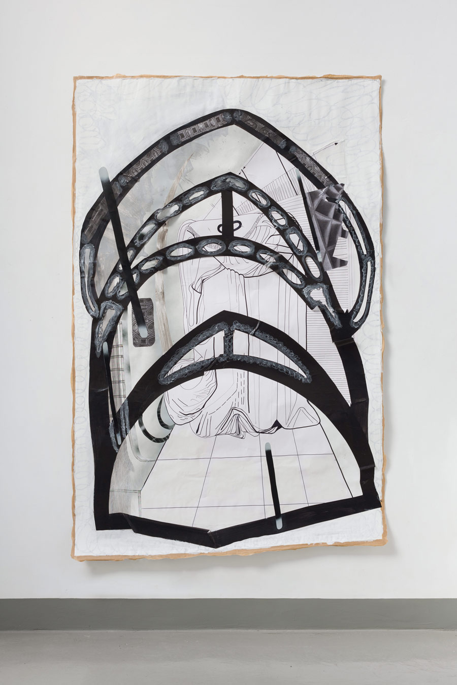 Ahu Dural Berlin, collage, paper, drawing, ink, graphic, architecture, overlapping, frames, window, entry, interior, outside, facade, Ahu Dural, overlapping, Papiercollage, drawing